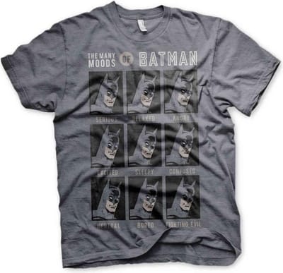 DC Comics Batman Heren Tshirt -S- The Many Moods Of Batman Grijs