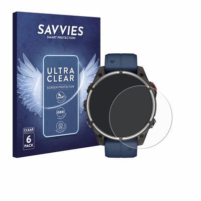 Savvies - Screenprotector voor Garmin quatix 8 Pro (47 mm) - Folie Beschermfolie transparant 6 Stuks