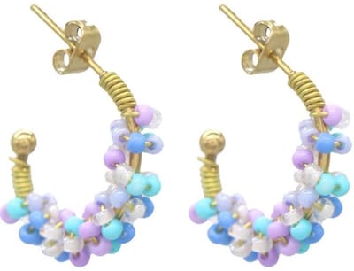 Oorbellen - oorringen - RVS - sieraad - oorsieraad - accessoire - kralen - blauw - paars - goudkleurig - ringen - hip - trendy - tijdloos - cadeau - feest - feestdagen - vrouwen - dames