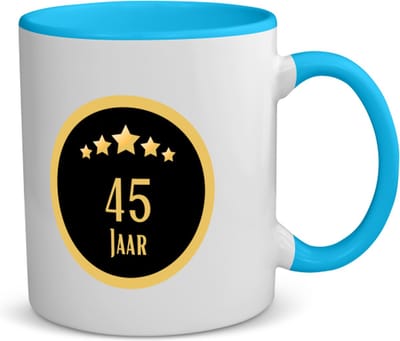 Akyol - 45 jaar koffiemok - theemok blauw - Hoera 45 jaar - iemand die 45 jaar is geworden of 45 jaar lang een relatie hebben of getrouwd zijn - verjaardagscadeau - verjaardag - cadeau - kado - geschenk - relatie - trouwdag - jubileum - 350 ML inhoud