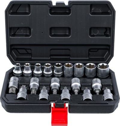 Dopsleutelbit- en dopsleutelset 12,5 mm (1/2") | T-profiel / E-profiel | 19-delig