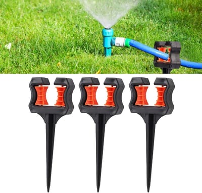 Tuinslanggeleider - 3 stuks - Tuinslanghouder met grondpen - tuinslangaccessoires - 10x26cm - Oranje Zwart