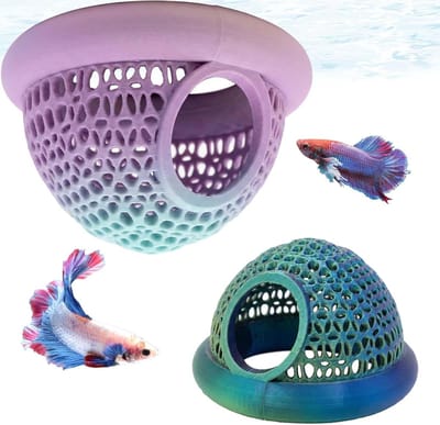 Transparante Aquariumholtunnel Set van 2 voor Betta en Garnalen, Voederring en Drijvende Accessoires, 360° Zicht en Automatisch Drijfvermogen
