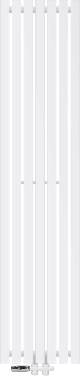 Badkamer radiator middenaansluiting 370x1600 mm wit met thermostatische onderafsluiter LuxeBath