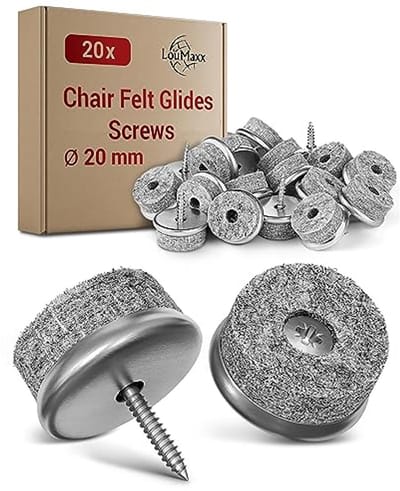 Vloerbeschermende meubelglijders met schroeven - 20 stuks - Ø 20 mm - Vilt en metaal - Ideaal voor elk type vloer