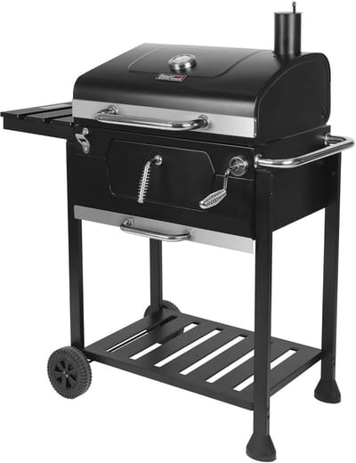 Houtskoolbarbecue Barbecuewagen – Grillrooster 59x42 cm – Thermometer – Zijtafel – Verstelbare Kolenbak