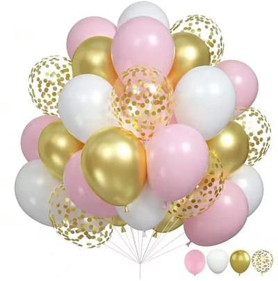 20-delige ballonnen set roze, goud, ivoor en doorzichtig met goud - ballon - decoratie - roze - goud - verjaardag - geboorte - babyshower - genderreveal - huwelijk - trouwen