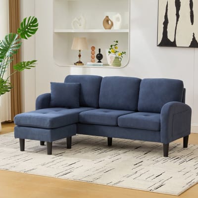 DESMIU Hoekbank 166 x 118 x 77 cm - Modulaire Chaise Longue Met Flexibele Links Of Rechts Opstelling - Voor Woonkamer En Kantoor - Cord Blauw