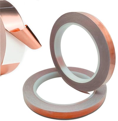 Conductieve koperen folie afschermingstape 10 mm x 20 m - EMI en HF afscherming, ideaal voor elektrische reparaties en decoratie, 2 rollen