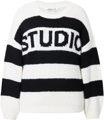 Studio Untold - Dames - Trui oversized blokstrepen statement - Zwart - Maat 54+