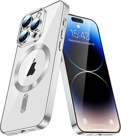 Telefoonhoesje Geschikt voor iPhone 11 Pro – Siliconen Hoes met Chroom – Compatibel met MagSafe – Geïntegreerde Camerabescherming – Zilver – FuturiQ