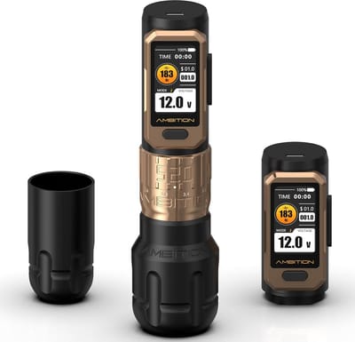 Draadloze Tattoo Pen - Rotary Machine Tattoo Apparaat - Tatoeëren Zonder Snoer - Dubbele Greep Opties - 2400mAh Batterij - Zilver