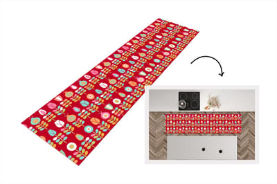 Keukenloper 200x50 cm - Keukenmat vinyl Patronen - Bloemen - Retro - Rood - Keukenmatten loper - Keuken vloerkleed tapijt
