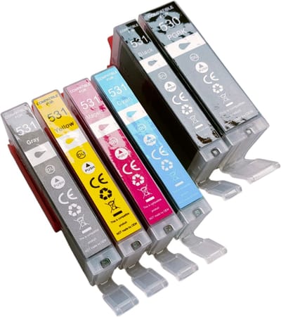 KATRIZ® huismerk inkt PGI530XL CLI531XL / PGI-530 CLI-531 / 530XL 531XL ( Foto zwart, Zwart, Cyaan, Magenta, Geel en Grijs | Geschikt voor Canon PIXMA TS8750 / Canon PIXMA TS8751