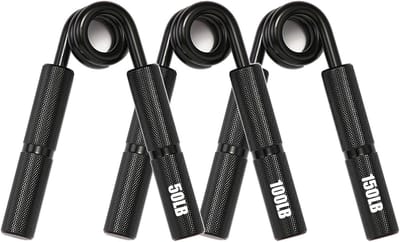 Zilveren Metalen Handknijper Set, 50LB, 100LB, 150LB Antislip Zware Handknijper, Uitstekende Oefening voor Pols en Onderarm, Thuisgym, Handknijper Krachtrainer