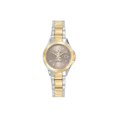 Certus-Dameshorloge-model 642417-5 atm waterdicht -goud/zilverkleurig- bicolor-Datum-diameter 28 mm-made in France