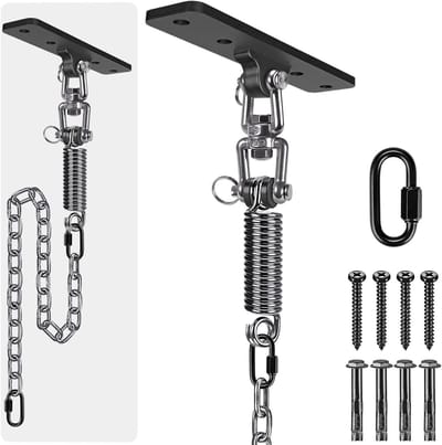 Hangmat Schommelset met Bevestigingshardware, Swivel M6, 1M Ketting en Karabijnhaak voor Binnen en Buiten, Geschikt voor Yogastudio's en Speelplaatsen tot 227 kg