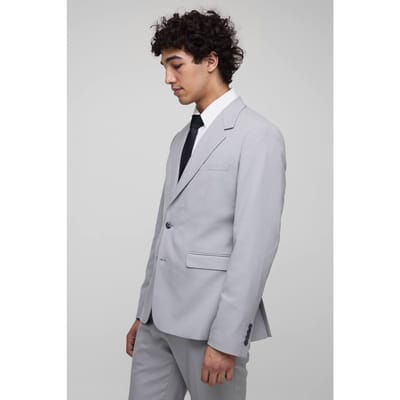 Slim Single Breasted Suit Jacket | Grey | Size 48