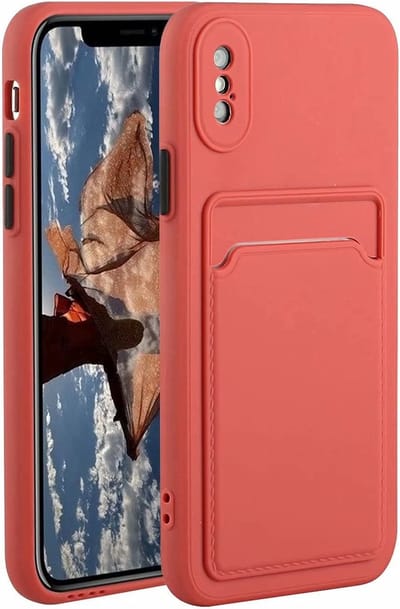 Telefoonhoesje - Geschikt voor: iPhone XS Max siliconen Pasjehouder hoesje - Bordeaux rood