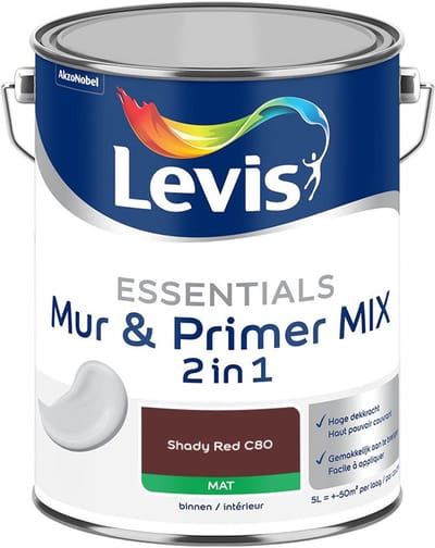 Levis - Essentials Mur & Primer Mix - Shady Red C80 - Mengverf - 5 L