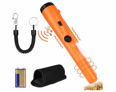 Draagbare Metaaldetector Pinpointer - Met Geïntegreerd LED-Display & 360° Detectie - Waterdichte Handheld Metaalzoeker voor Schatzoeken - Inclusief Holster & Koord - Oranje