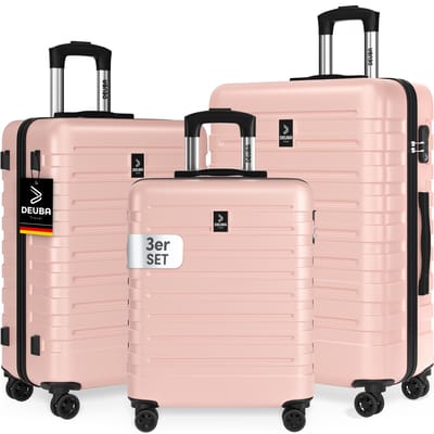Hardshellkoffer New York - 3-delige set - pastelroze - 360° wielen - ABS