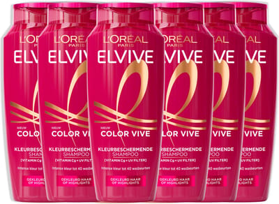 L'Oréal Paris Elvive Color Vive Shampoo - Haarverzorging voor Gekleurd haar of highlights - Behoudt de kleurintensiteit en levendigheid van de kleur - Shampoo voordeelverpakking - 6x 250ml