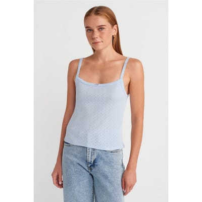 Gestructureerde Katoen Modal Spaghetti Top Blouse