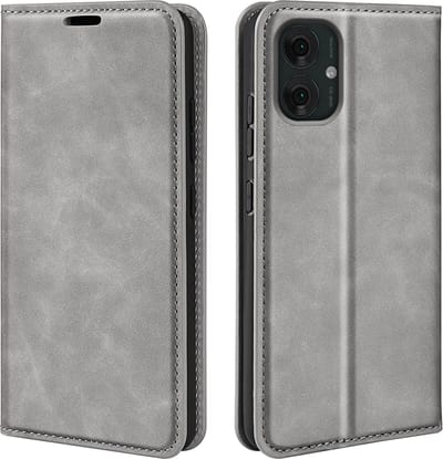 MobyDefend Hoesje - Geschikt voor Motorola Moto G55 - Luxe Wallet Bookcase (Magnetische Sluiting) - Grijs