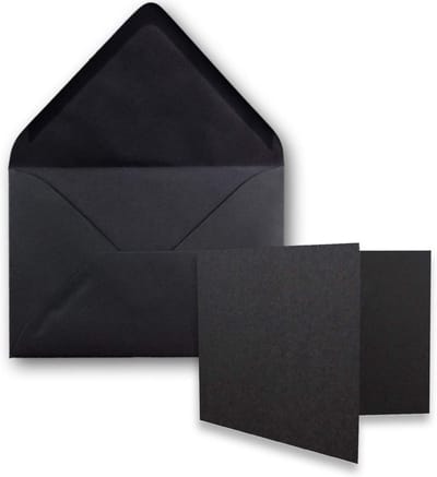 50 Sets Zwarte Vouwkaarten DIN A7 (10,5x7,4 cm) met C7 Enveloppen
