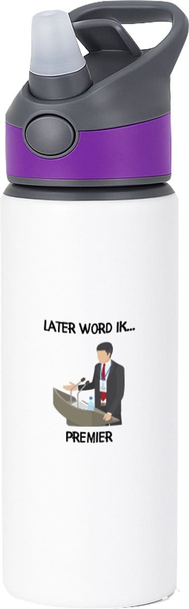 Hacebo® - Later word ik president waterfles met rietje paars - President - Een toekomstige president - Premier - topman - water fles - 650ML