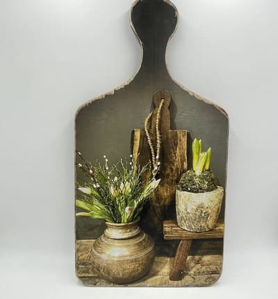 Decoratie broodplank met print Nepalese pot bloempot & krukje 64 cm x 34 cm touw maat XL | Stoer & Sober | 146181 | Home Sweet Home