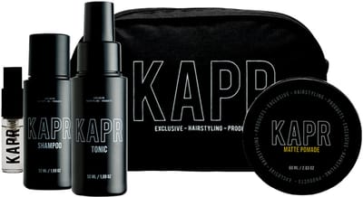 KAPR Discovery (gift) Kit MATTE POMADE 60ml + Gratis Toilettas - vaderdag cadeau - Grooming Tonic - Shampoo - Parfum - Luxe Verzorgingskit voor Mannen
