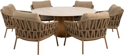 Colorado Biarritz low dining tuinset 160xH69 cm rond 7 delig keramiek amber 4 Seasons Outdoor