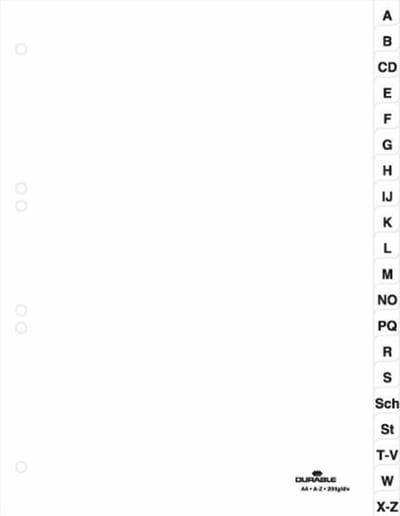 DURABLE Ordnerregister 615002 DIN A4 A-Z geprägte Taben ws