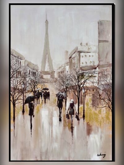 Canvas schilderij met frame Parijs 120 cm x 80 cm - schilderij - canvas - muurdecoratie - wall - deco - kunst - wanddecoratie - wandschilderij - decoratief - interieur - huis - cadeau - geschenk - gift - verjaardag - nieuwjaar - kerst - verjaardag