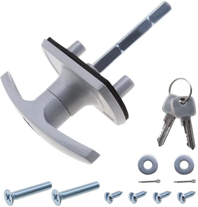 Dailygoods- Garagedeurslot T-handvat - Staal - Vierkante schacht - Inclusief 2 sleutels - Lengte spindel 75 mm - Gat tot gat 50 mm - Deurslot