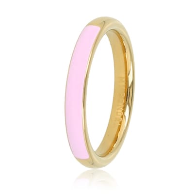 My Bendel - Goudkleurige Ring met Half Epoxy Lila - Goudkleurige Ring - Half Epoxy Lila - 3mm Breed - Stijlvol Ring - met Luxe Cadeauverpakking | Sieraden Voor Dames | Maat 16.00 Mm / Maat 50
