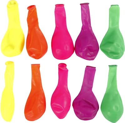Ballonnen, rond, d 23 cm, neon kleuren, 10 stuk/ 1 doos
