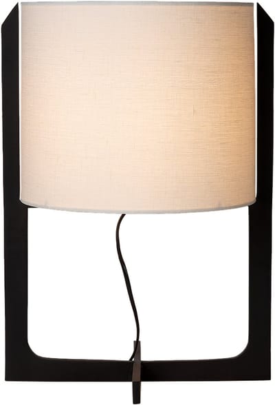 Atmooz Obidos Tafellamp – Ø30x50 cm – Zwart Metaal – Linnen Kap – E27 – Industriële Tafelverlichting