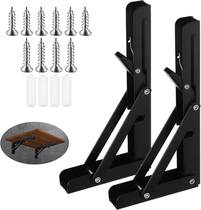 Opvouwbare Plankhouders - Wandsteunen - Zelf Planken Maken - L-vormig Design - 8 Inch - Zwart
