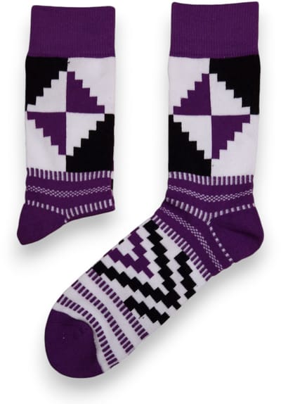 Afrikaanse sokken / Afro sokken / Kente sokken - Wit Paars - Afrika print kousen / Happy Colorful Socks / Vrolijke sokken Maat 41-46