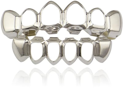 Allecto - Hiphop-tanden - Gouden hiphop-grills - Perfect voor feesten - Decoratieve tandenbeugel - Hiphop-accessoire - Voor muziekfestivalfeesten -...