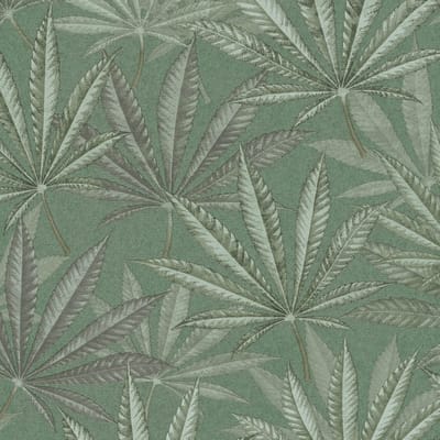 Natuur behang Profhome 399841-GU vliesbehang hardvinyl warmdruk in reliëf licht gestructureerd met bloemmotief mat groen lichtgroen mintturquoise 5,33 m2