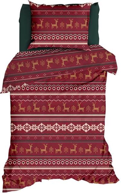 Romanette Noelle Dekbedovertrek - Eenpersoons - 140x200/220 cm - Rood