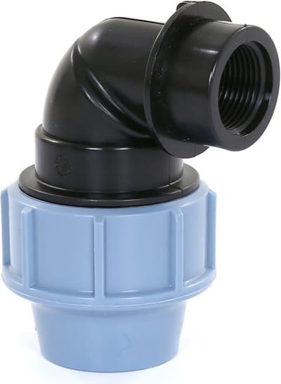 Unidelta Knie 90° PP 32 mm x 1 1/4" knel x binnendraad 16bar zwart/blauw DVGW/KIWA/WRAS