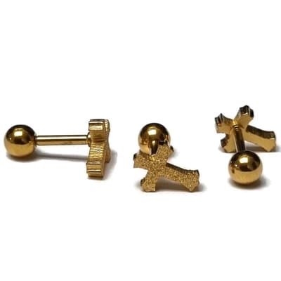 Aramat Jewels | Piercings | Helix piercing met Kruisje - Oor piercing | | | |6mm | Staal | Volwassenen | Verkleurd niet