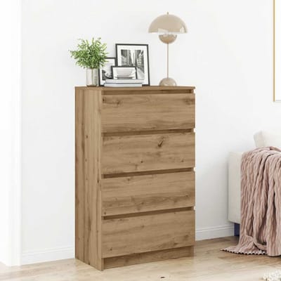 vidaXL - Dressoir - 60x35x98,5 - cm - bewerkt - hout - artisanaal - eikenkleur