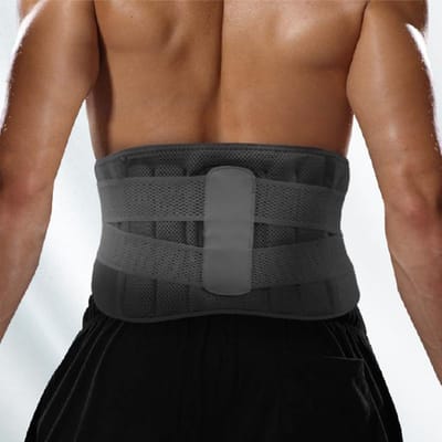 Afneembare Rugbrace - Directe Verlichting van Rugpijn, Hernia, Scoliose Ademende Taille Lendensteun Lower Back Support Belt One Size black