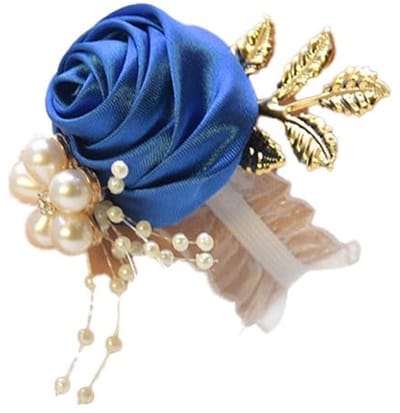 Zeynomax - Polsbloem - Kunstbloemen - Elegant voor Bruiloften - Marineblauw - Bloemenarmband - Geschikt voor Bruid en Gasten - 4 Stuks